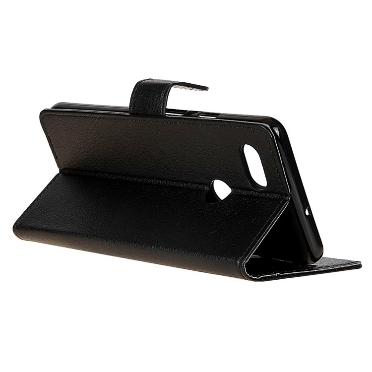 Litchi Skin Wallet Stand Leather Cell Phone Cover for Google Pixel 3 - Black-5