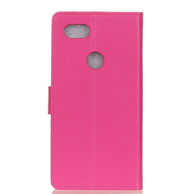 Litchi Skin Stand Leather Wallet Cell Phone Case for Google Pixel 3 - Rose-2