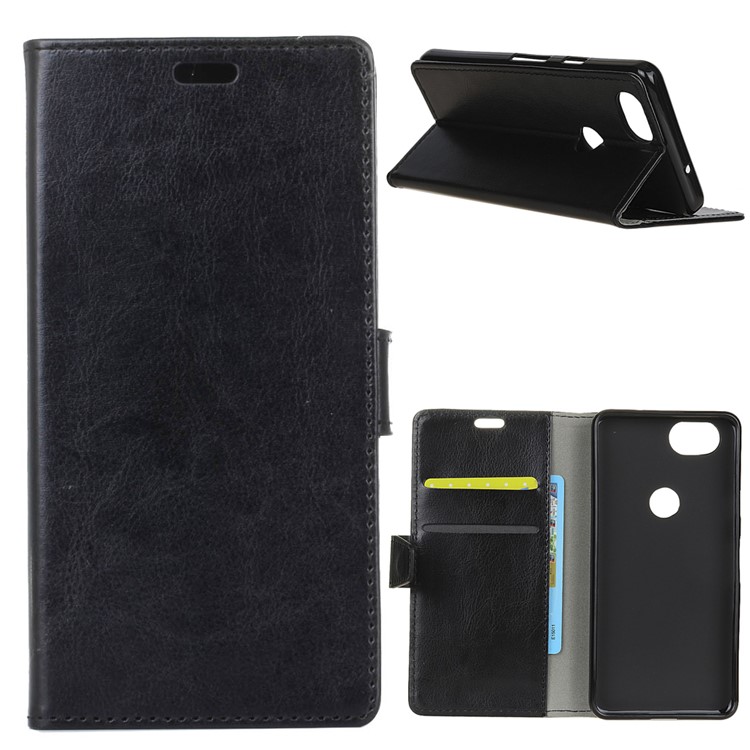 Crazy Horse Texture Wallet Stand Leather Phone Cover for Google Pixel 3 XL - Black-1