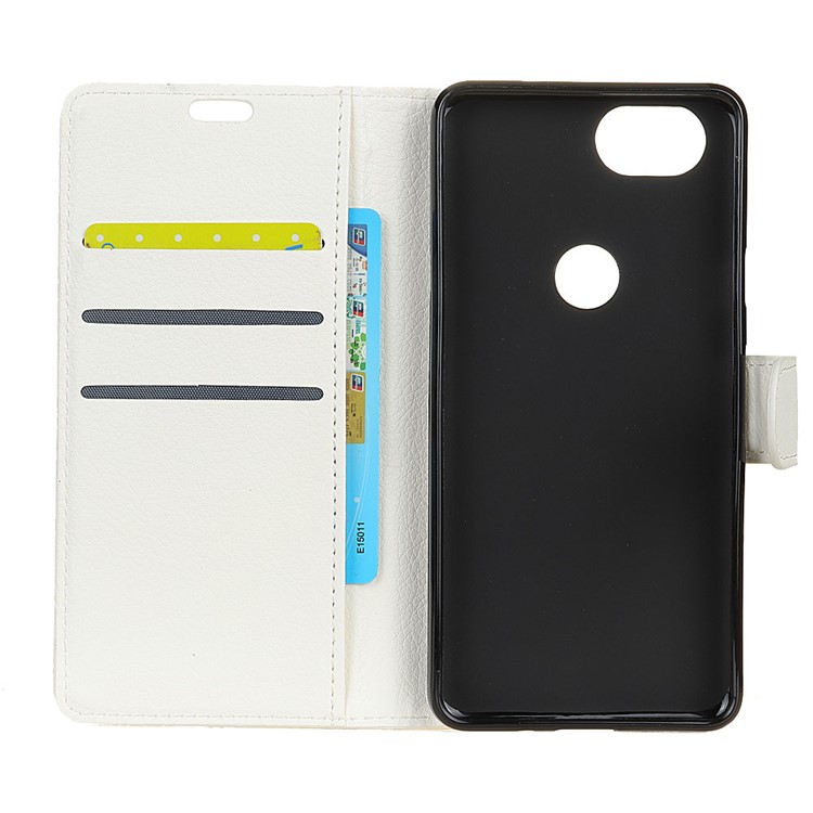 For Google Pixel 3 XL Litchi Grain Card Holder PU Leather Flip Cover Shell - White-4