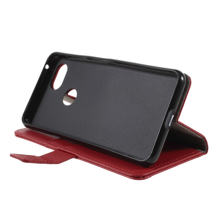 Litchi Texture Wallet Stand Magnetic Leather Mobile Phone Case for Google Pixel 3 - Red-4
