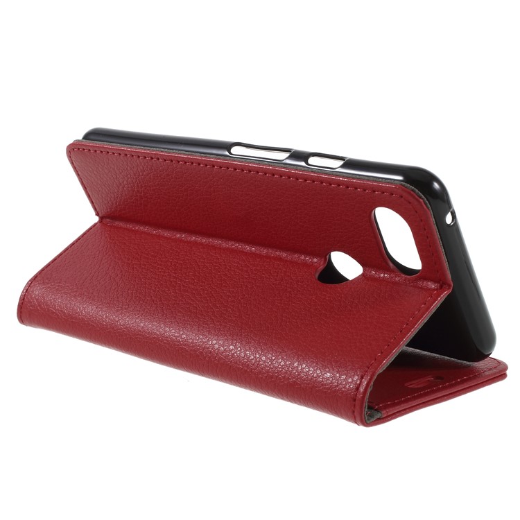 Litchi Texture Wallet Stand Magnetic Leather Mobile Phone Case for Google Pixel 3 - Red-5