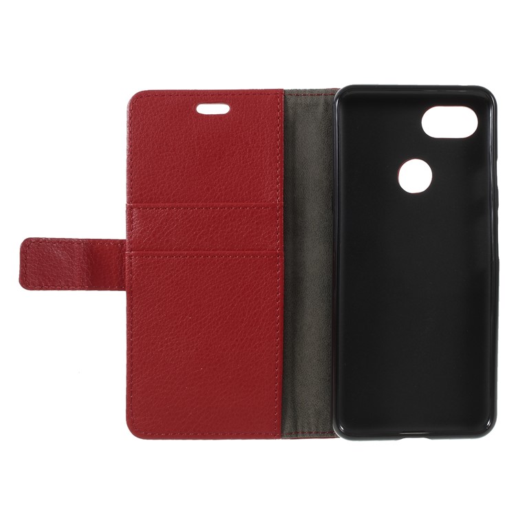 Litchi Texture Wallet Stand Magnetic Leather Mobile Phone Case for Google Pixel 3 - Red-6
