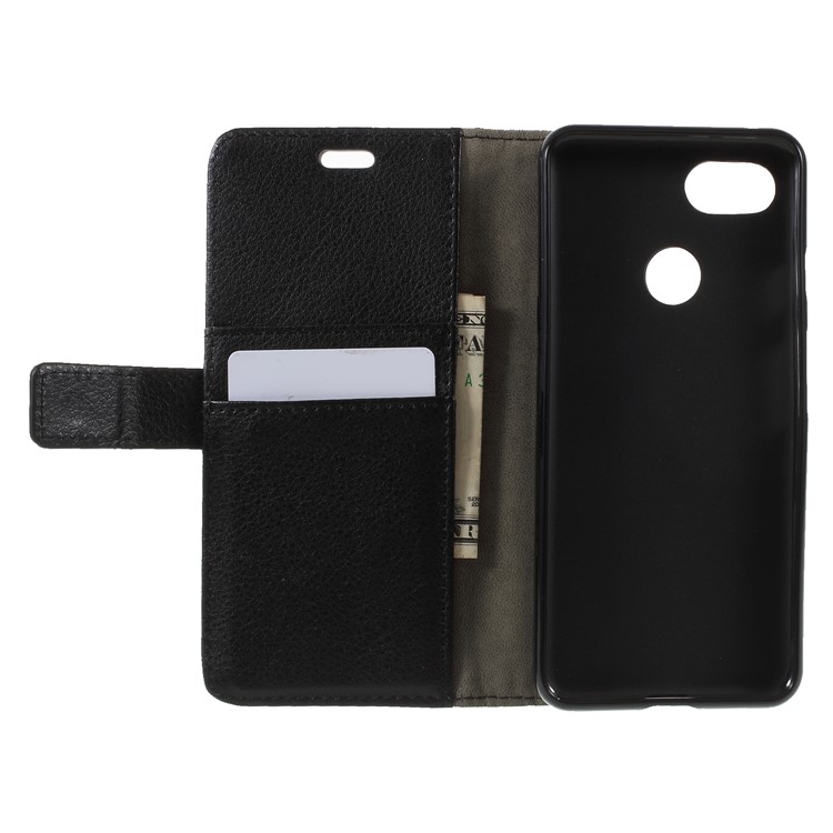 Litchi Texture Wallet Stand Magnetic Leather Mobile Phone Cover for Google Pixel 3 - Black-6