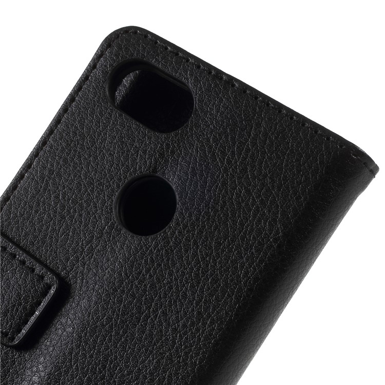 Litchi Texture Wallet Stand Magnetic Leather Mobile Phone Cover for Google Pixel 3 - Black-8