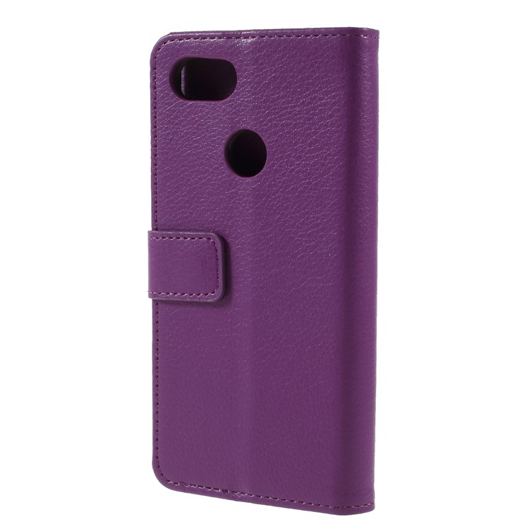Litchi Texture Wallet Stand Magnetic Leather Protective Case for Google Pixel 3 - Purple-2