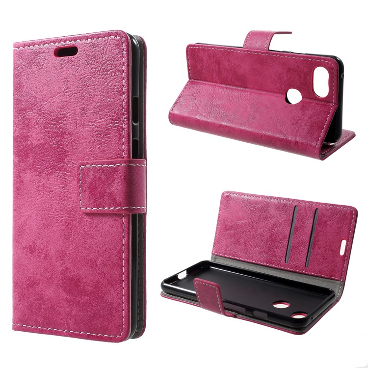 Vintage Style Leather Wallet Case for Google Pixel 3 - Rose-1