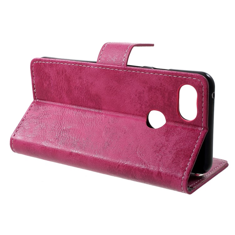 Vintage Style Leather Wallet Case for Google Pixel 3 - Rose-4