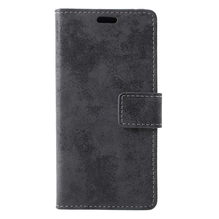 Vintage Style Leather Wallet Cover for Google Pixel 3 - Grey-1
