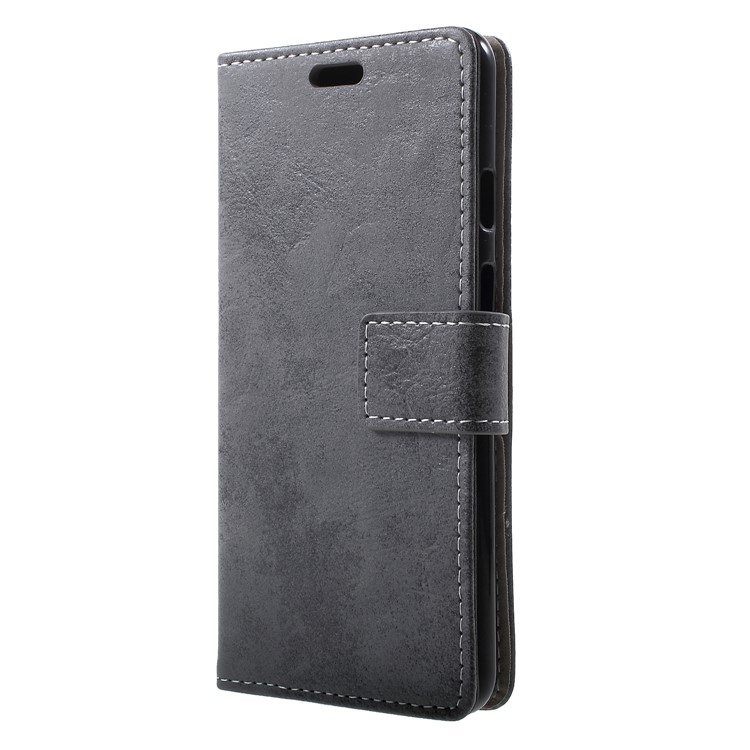 Vintage Style Leather Wallet Cover for Google Pixel 3 - Grey-3