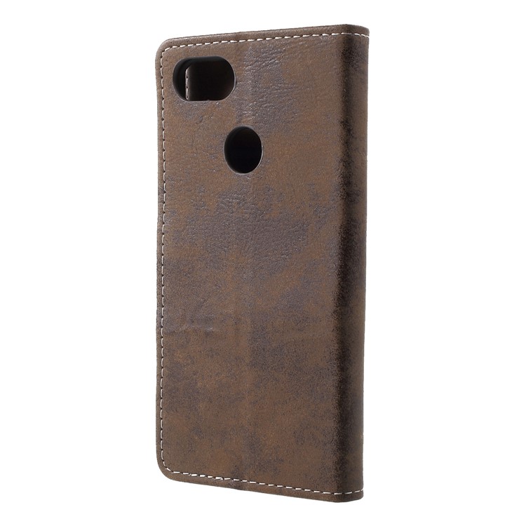 Vintage Style Leather Wallet Case for Google Pixel 3 - Brown-2