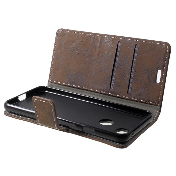 Vintage Style Leather Wallet Case for Google Pixel 3 - Brown-5