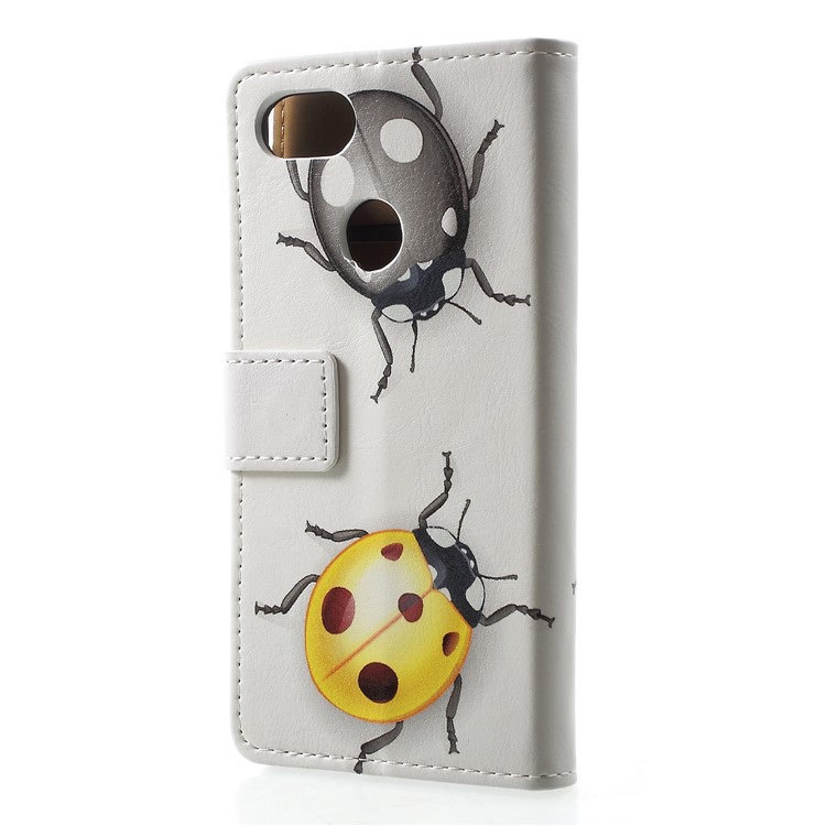 Pattern Printing Leather Wallet Phone Case for Google Pixel 3 - Colored Ladybirds-2