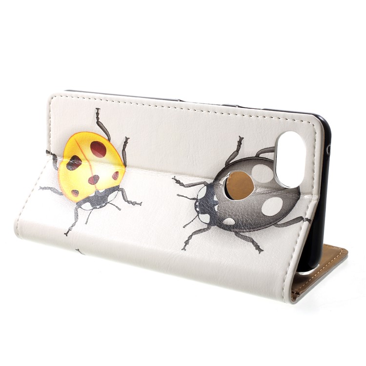 Pattern Printing Leather Wallet Phone Case for Google Pixel 3 - Colored Ladybirds-4