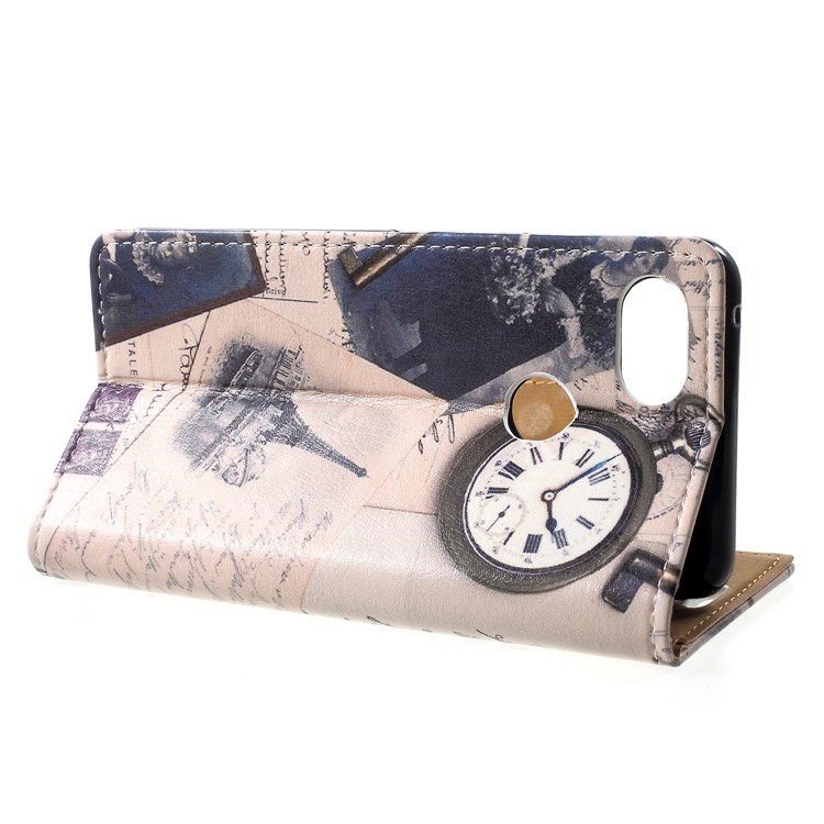 Pattern Printing Leather Wallet Mobile Phone Case for Google Pixel 3 - Eiffel Tower and Quill-pen-4
