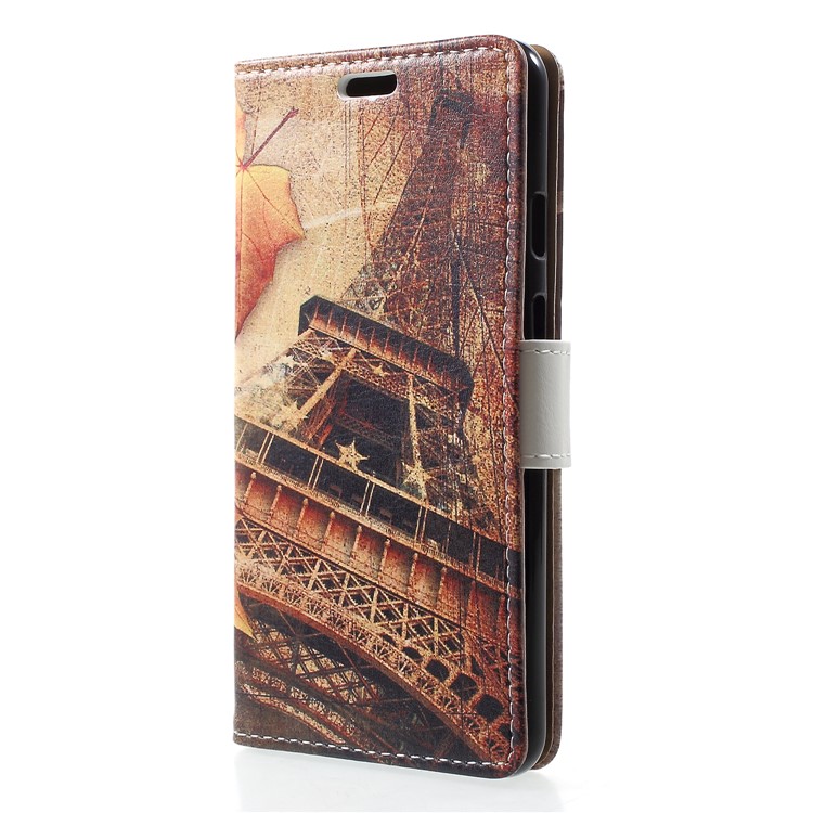 Pattern Printing Leather Stand Protection Shell for Google Pixel 3 - Eiffel Tower and Maple Leaves-3