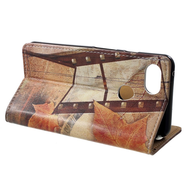 Pattern Printing Leather Stand Protection Shell for Google Pixel 3 - Eiffel Tower and Maple Leaves-4