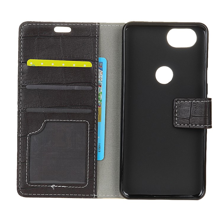 For Google Pixel 3 Retro Crocodile Texture PU Leather Wallet Phone Case - Black-4