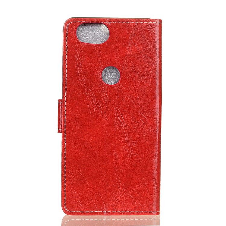 For Google Pixel 3 Vintage Crazy Horse Stand Leather Cell Phone Case - Red-2
