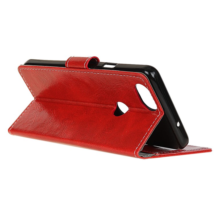 For Google Pixel 3 Vintage Crazy Horse Stand Leather Cell Phone Case - Red-4