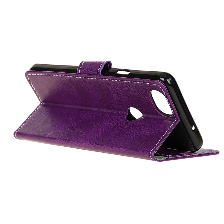 For Google Pixel 3 Vintage Crazy Horse Stand Leather Mobile Phone Case - Purple-4