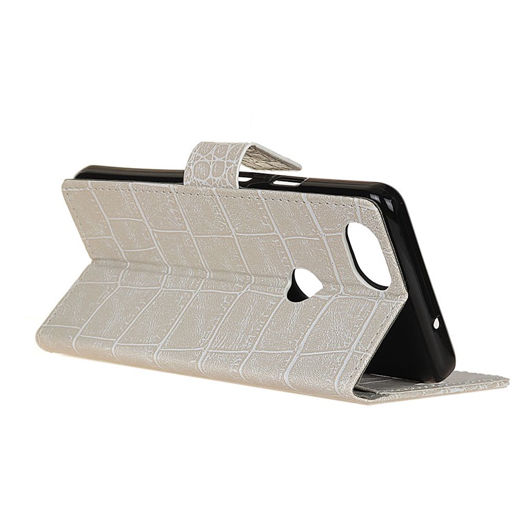 Retro Crocodile Texture PU Leather Wallet Stand Cover for Google Pixel 3 XL / XL3 - White-4