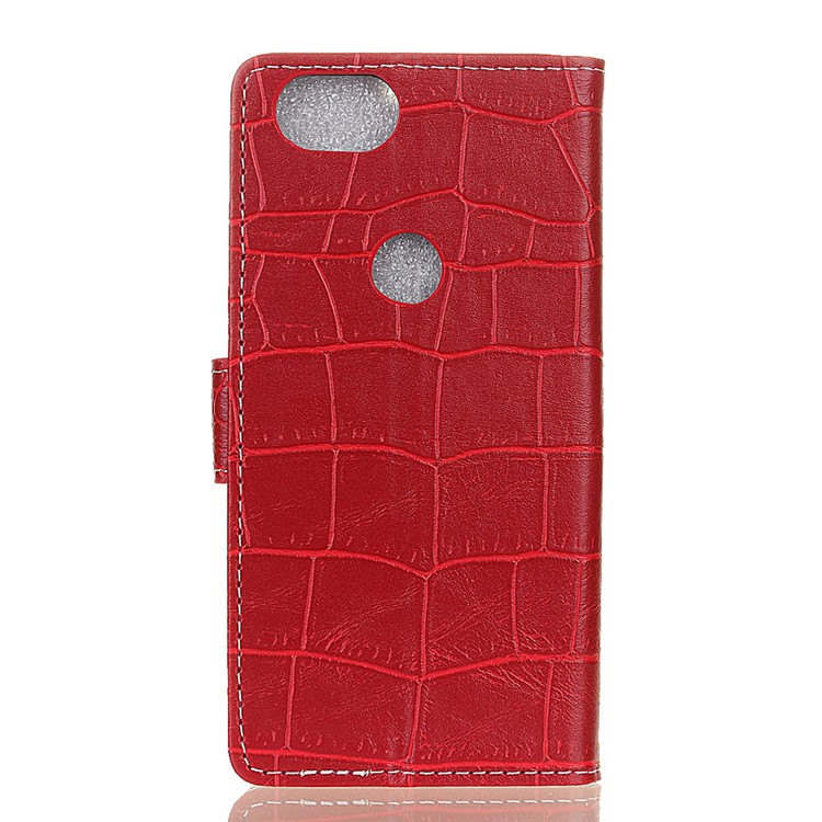 Retro Crocodile Texture PU Leather Wallet Stand Shell for Google Pixel 3 XL / XL3 - Red-2