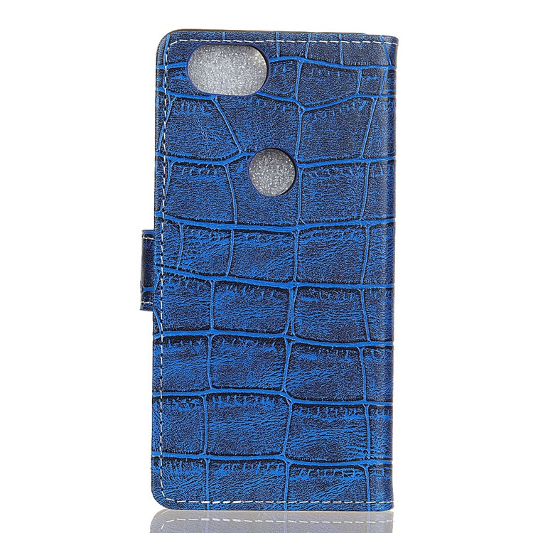 Retro Crocodile Texture PU Leather Stand Mobile Casing for Google Pixel 3 XL / XL3 - Blue-3