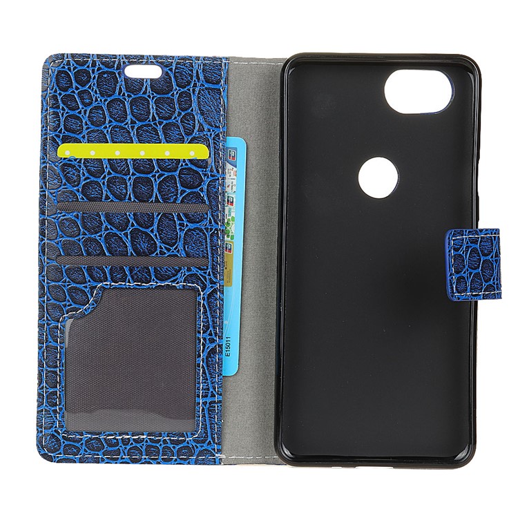 Retro Crocodile Texture PU Leather Stand Mobile Casing for Google Pixel 3 XL / XL3 - Blue-4