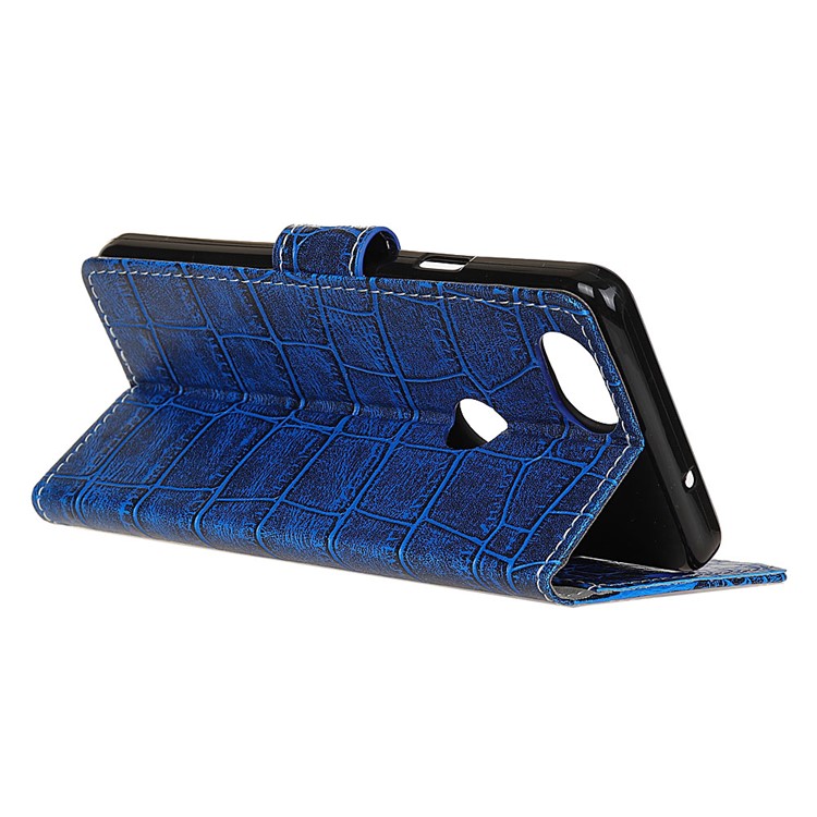 Retro Crocodile Texture PU Leather Stand Mobile Casing for Google Pixel 3 XL / XL3 - Blue-5