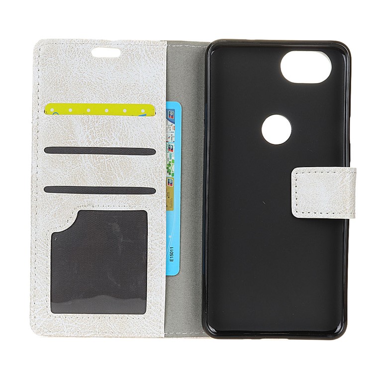 Retro Crazy Horse Wallet Leather Protection Mobile Shell with Stand for Google Pixel 3 XL - White-3