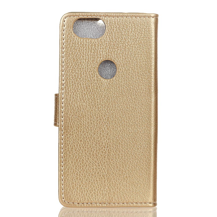 Litchi Skin Stand Wallet Leather Protection Phone Casing for Google Pixel 3 XL - Gold-2