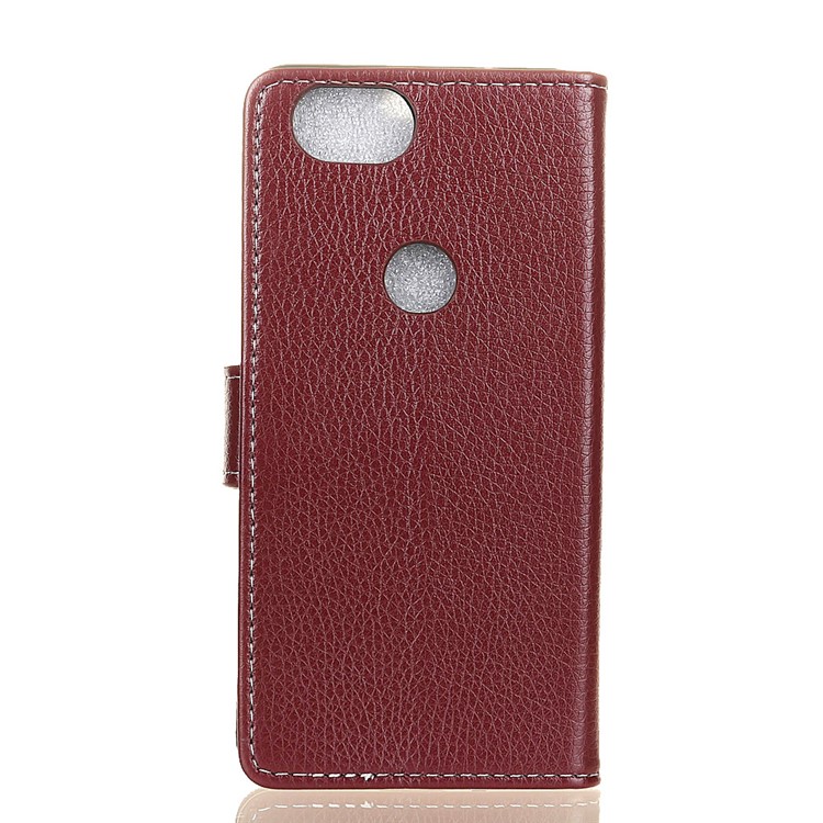 Litchi Skin PU Leather Case with Card Slots for Google Pixel 3 XL - Brown-2