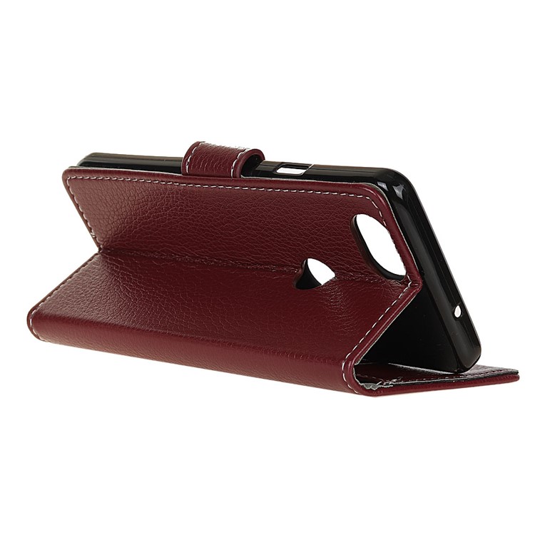 Litchi Skin PU Leather Case with Card Slots for Google Pixel 3 XL - Brown-4