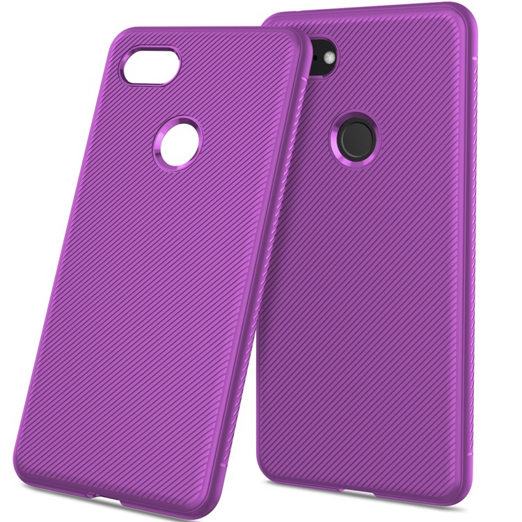 Twill Texture Soft TPU Back Shell for Google Pixel 3 XL / XL3 - Purple-1