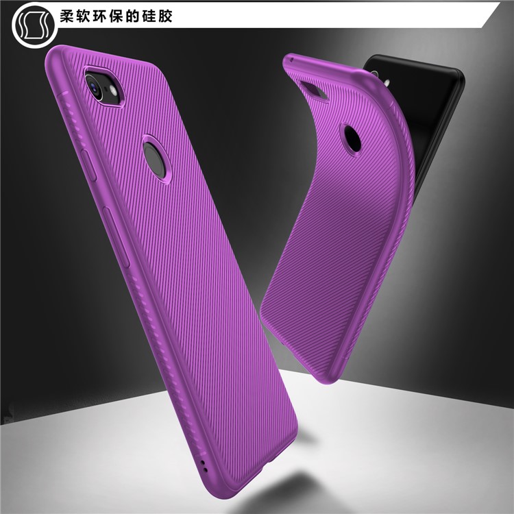 Twill Texture Soft TPU Back Shell for Google Pixel 3 XL / XL3 - Purple-2