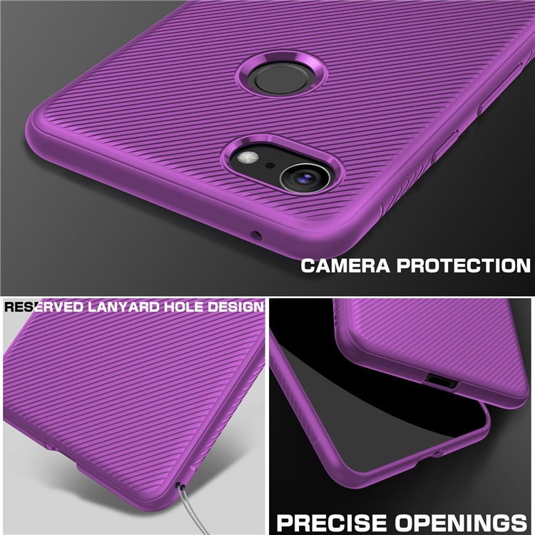 Twill Texture Soft TPU Back Shell for Google Pixel 3 XL / XL3 - Purple-3