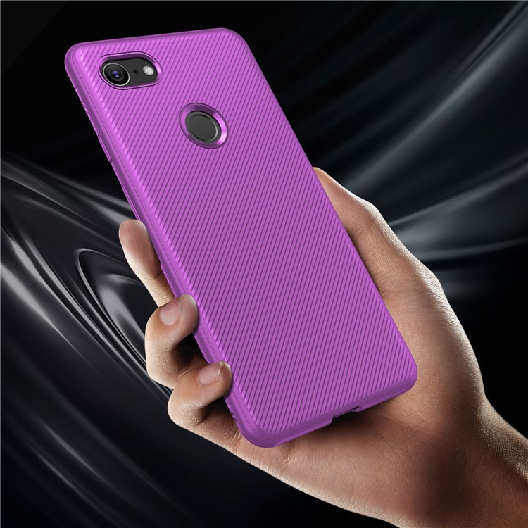 Twill Texture Soft TPU Back Shell for Google Pixel 3 XL / XL3 - Purple-4