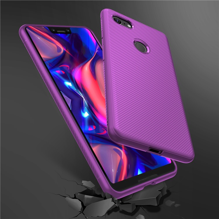 Twill Texture Soft TPU Back Shell for Google Pixel 3 XL / XL3 - Purple-5
