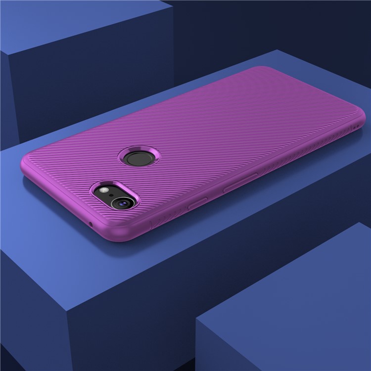Twill Texture Soft TPU Back Shell for Google Pixel 3 XL / XL3 - Purple-6