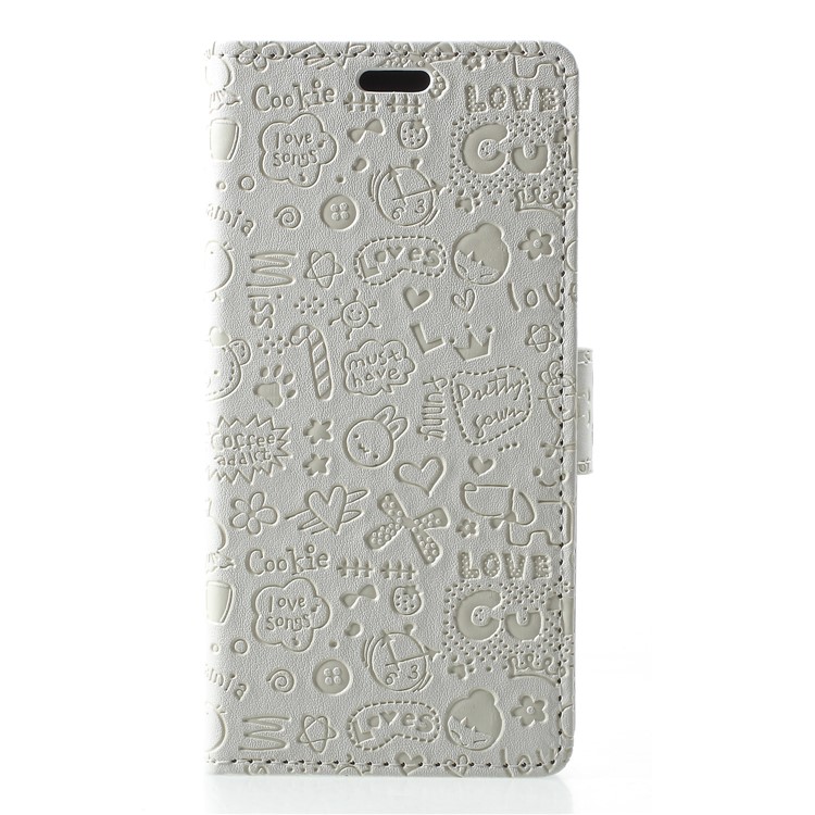 Cartoon Graffiti Flip Leather Wallet Stand Mobile Shell Case for Google Pixel 3 - White-1