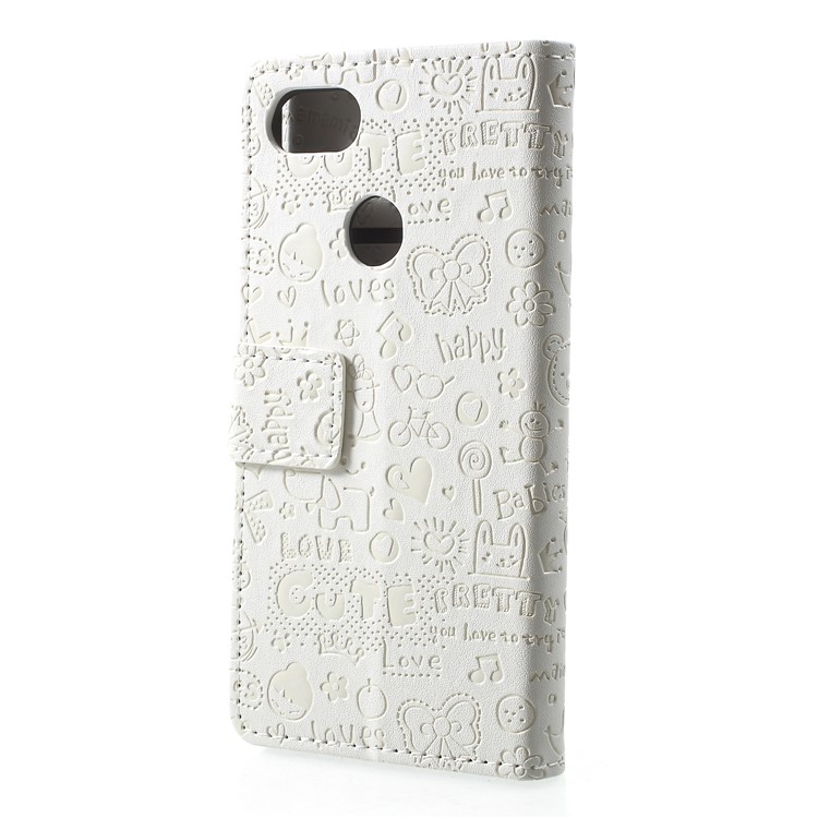 Cartoon Graffiti Flip Leather Wallet Stand Mobile Shell Case for Google Pixel 3 - White-2