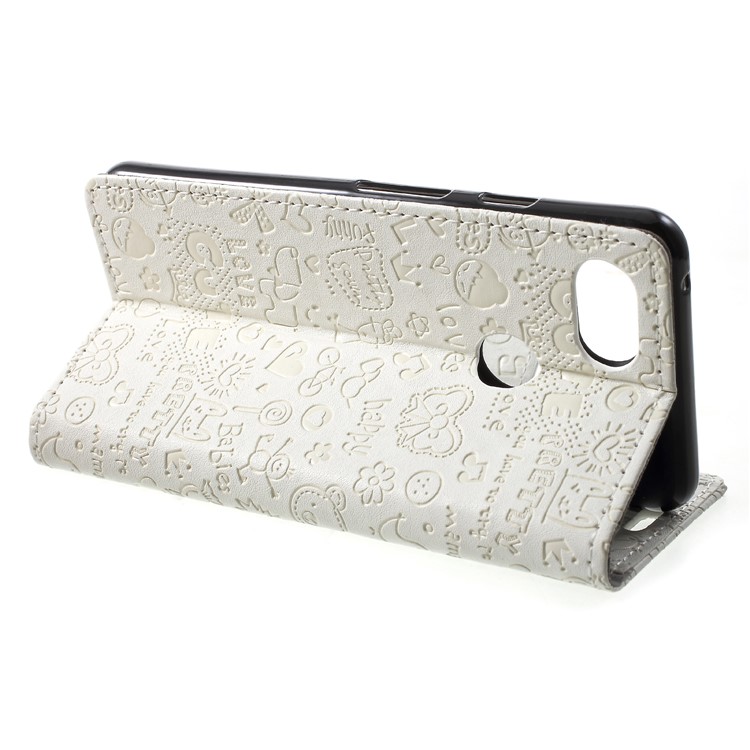 Cartoon Graffiti Flip Leather Wallet Stand Mobile Shell Case for Google Pixel 3 - White-4