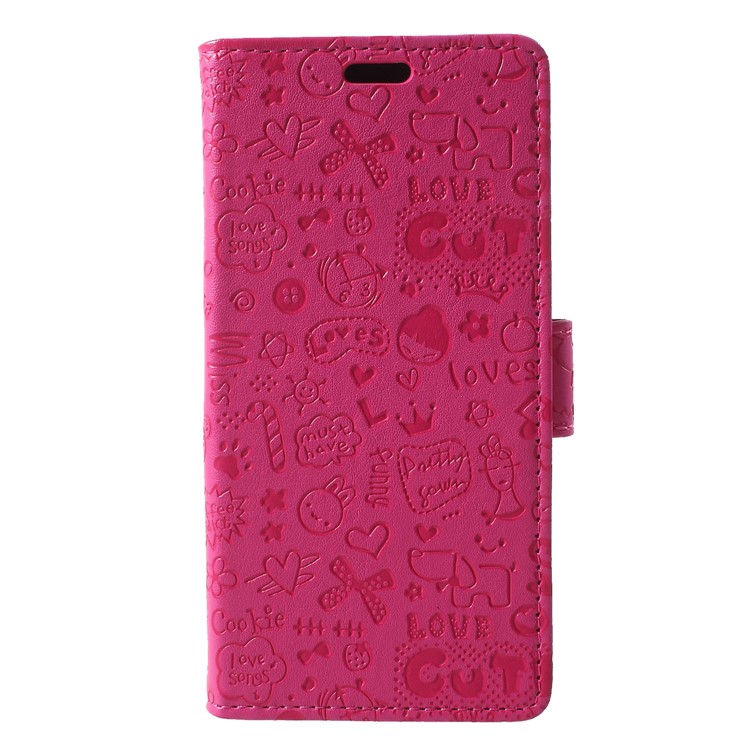 Cartoon Graffiti Flip Leather Wallet Stand Protective Mobile Case for Google Pixel 3 - Rose-1