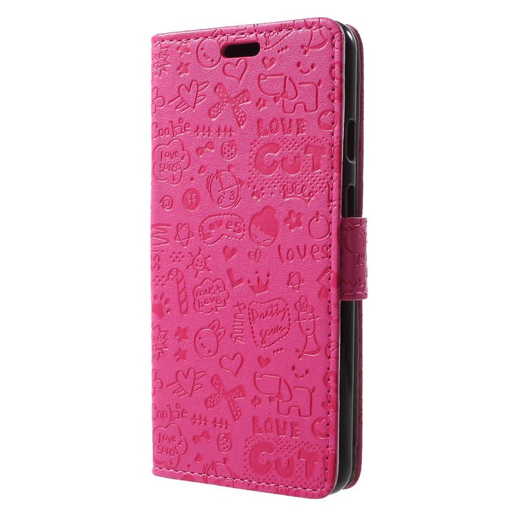 Cartoon Graffiti Flip Leather Wallet Stand Protective Mobile Case for Google Pixel 3 - Rose-3