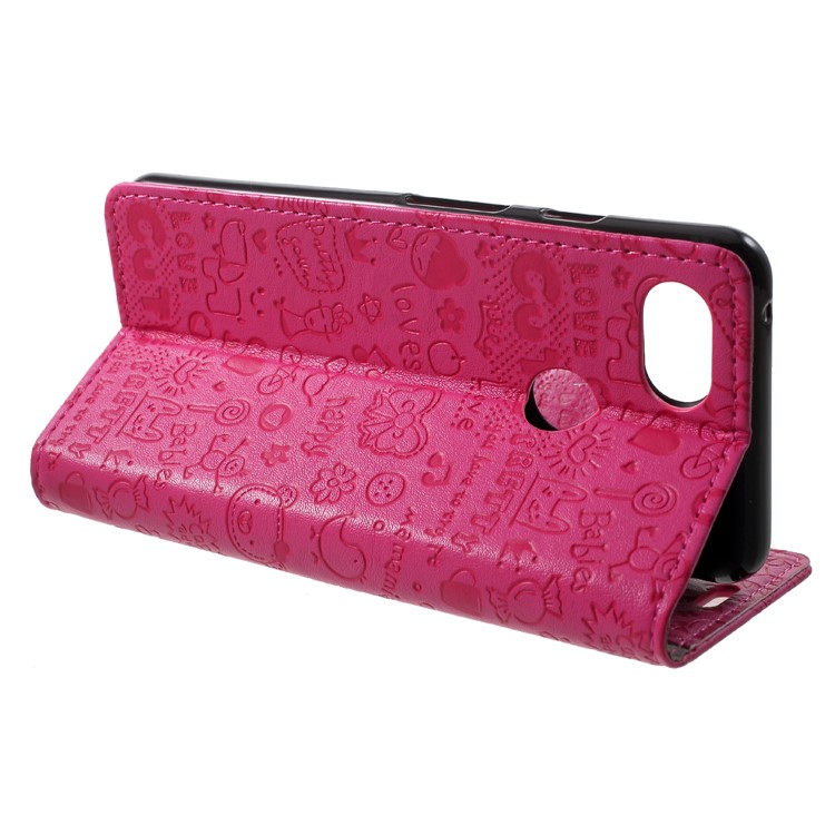 Cartoon Graffiti Flip Leather Wallet Stand Protective Mobile Case for Google Pixel 3 - Rose-4