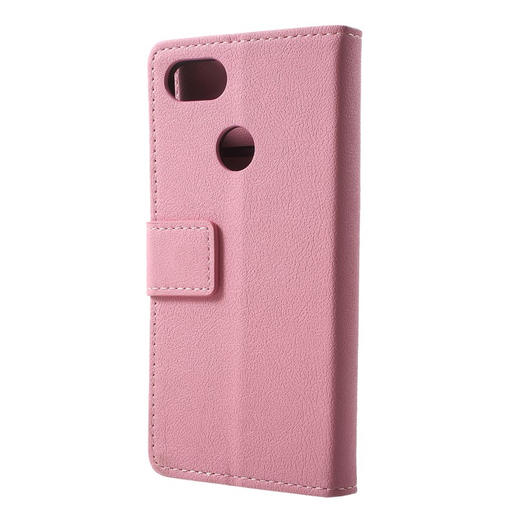 Wallet Stand Flip Leather Cell Phone Case Shell for Google Pixel 3 - Pink-2