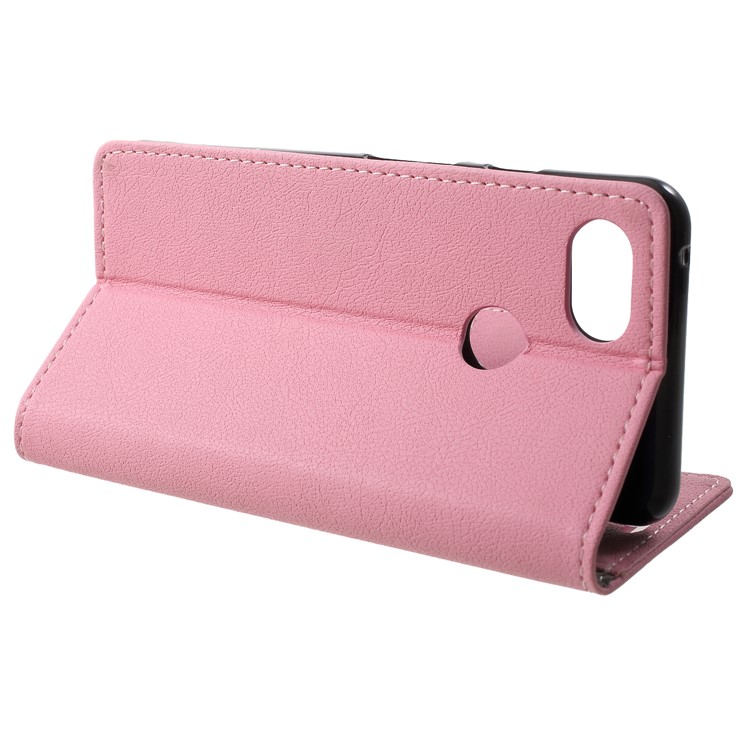Wallet Stand Flip Leather Cell Phone Case Shell for Google Pixel 3 - Pink-4