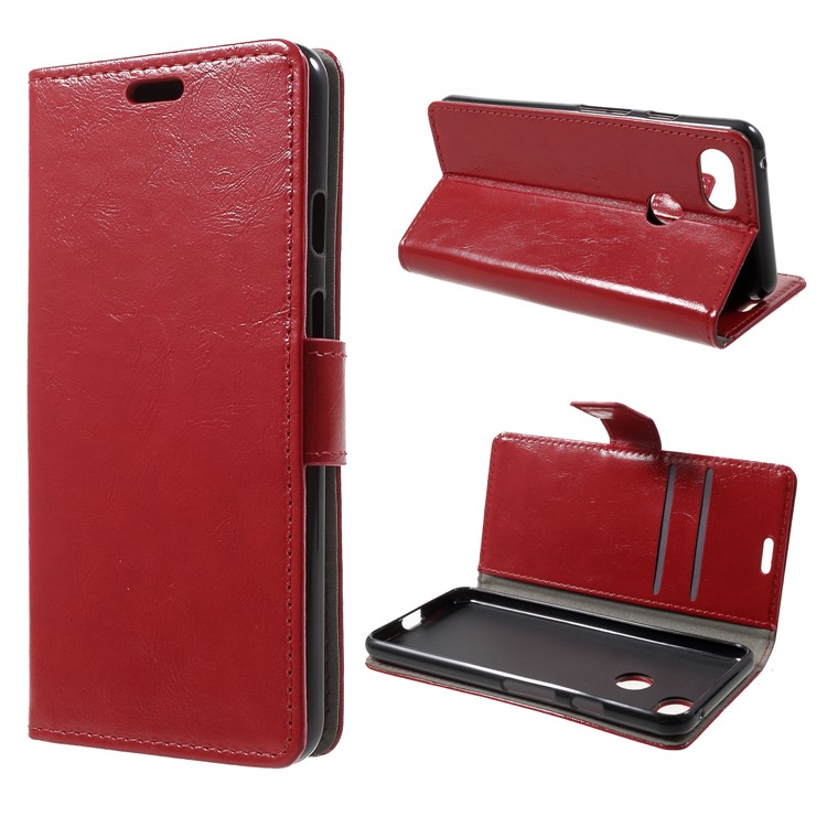 Crazy Horse Texture Wallet Stand PU Leather Case for Google Pixel 3 - Red-1