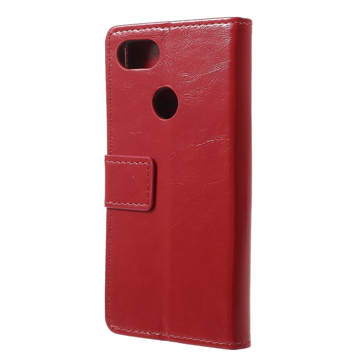 Crazy Horse Texture Wallet Stand PU Leather Case for Google Pixel 3 - Red-2